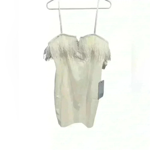 NWT Aidan by Aidan‎ Mattox Stretch Crepe Mini Dress Feather Trim Sheath 18 - Picture 3 of 16
